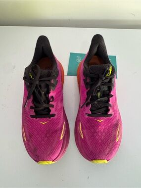 Hoka Women's Pink and Yellow Athletic Running Shoes